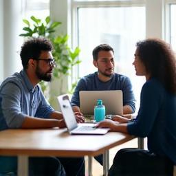 Foventa team collaborating in a modern workspace
